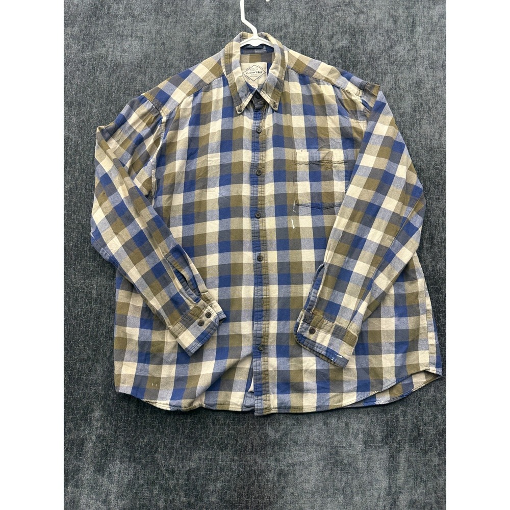 St Johns Bay Shirt Mens XL Multicolor Check Flannel Cotton Classic Button Down